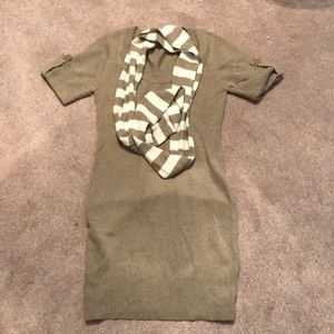 Sweater dress with scarf